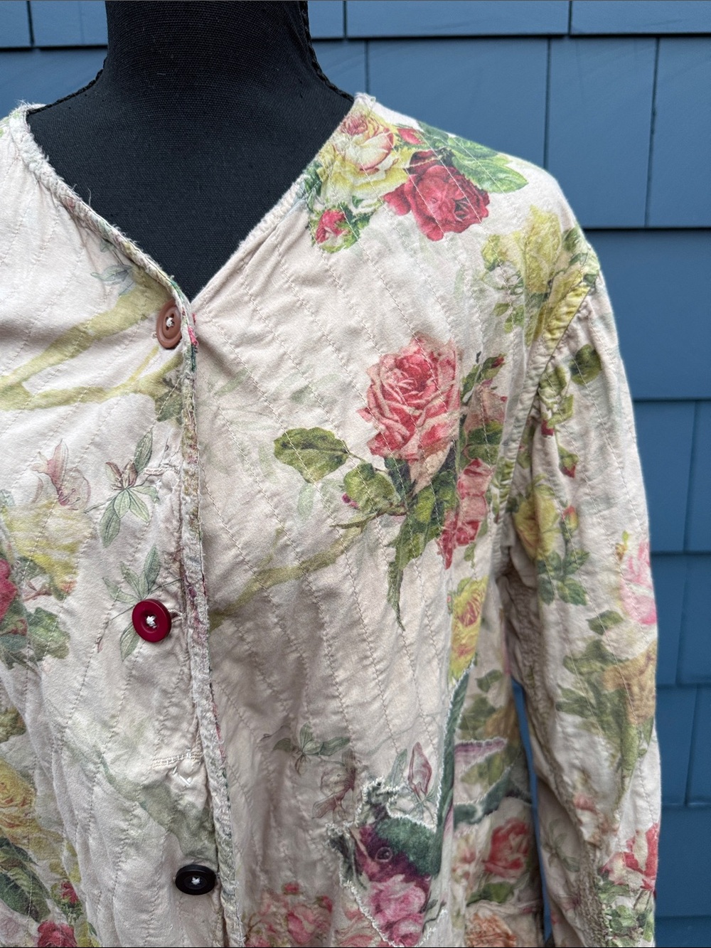 Magnolia Pearl Quilted Cream Jacket Leni Pink & Green Floral Print One size - Picture 2 of 11